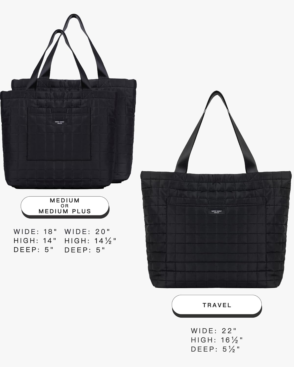 SATINSAINT Large Tote Travel Bag for Women, Lightweight Quilted Carry-All Shoppers Tote for Travel, Work, Gym and Casual Use