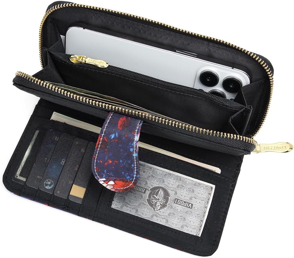 Women Wallet Card RFID For Womens Holder Blocking Credit Small Zipper Purse Pocket Bifold Slim Coin ID Ladies Wristlet Clutch Large Capacity Window Case Travel Zip Women's