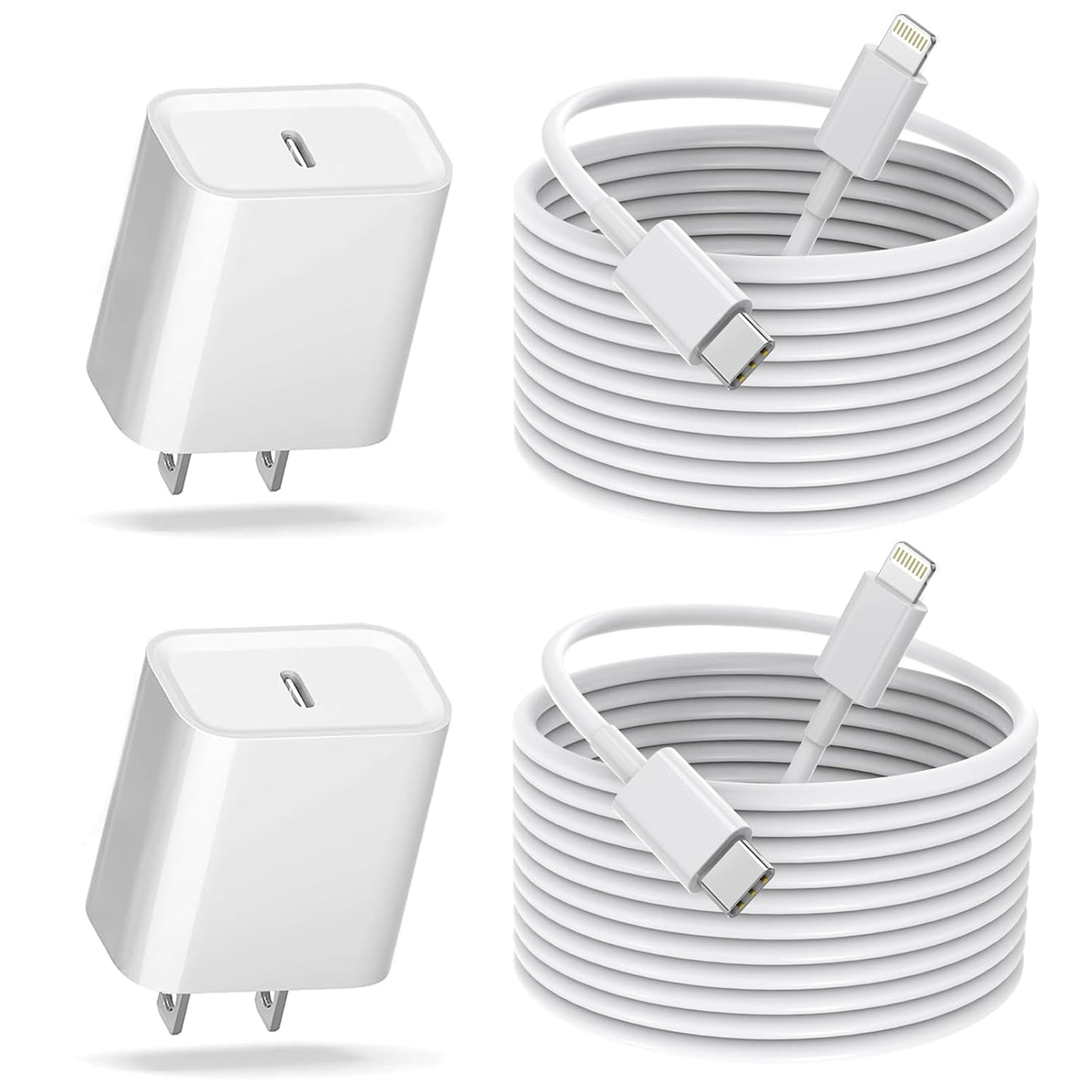 Fast iPhone Charger, [MFi Certified] 2Pack 10FT Extra Long Quick USB C to Lightning Cable Cords + 20W PD USB C Charger Block Fast iPhone Charging Adapter for iPhone 14 Pro Max/Plus/13/12/11/XS/XR/X/SE