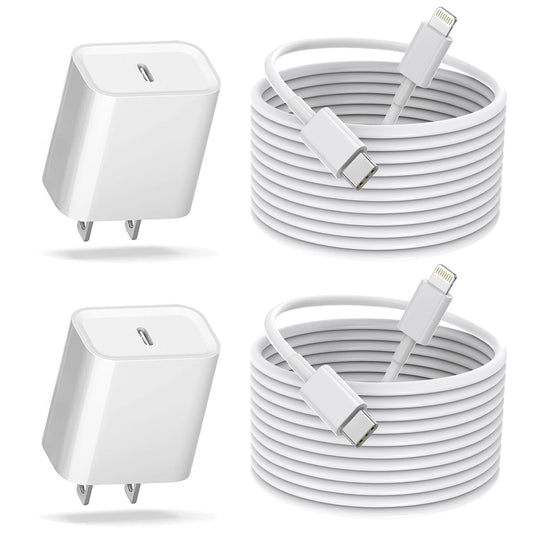 Fast iPhone Charger, [MFi Certified] 2Pack 10FT Extra Long Quick USB C to Lightning Cable Cords + 20W PD USB C Charger Block Fast iPhone Charging Adapter for iPhone 14 Pro Max/Plus/13/12/11/XS/XR/X/SE