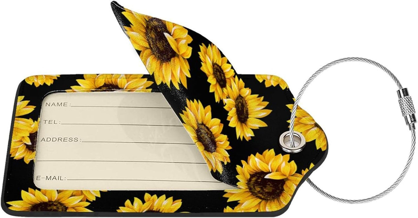 2 Pcs Beautiful Sunflower Luggage Tag for Suitcases, Cruise Ship Essential Travel Gift for Men Women Couples, Anniversary Party Travel Sunflower Ornaments, Funny Christmas Decorations Birthday Gifts