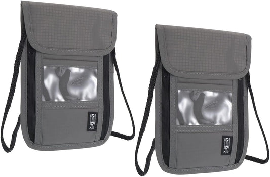 PATIKIL Neck Wallet, 2 Pack Passport Holder RFID Waterproof Travel Wallet Neck Pouch with Adjustable Strap for Women & Men, Gray