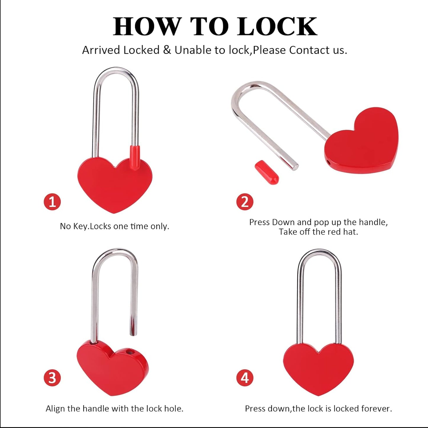 50PCS 3.5" 50mm Love Lock Heart Padlock,Red Single Heart Wish Lock for Lovers