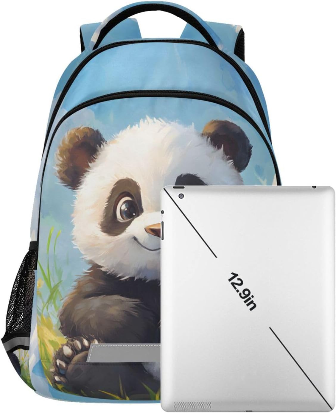 Panda in Grass Backpack for Boys Girls Elementary School Bag Kids Bookbag Travel Rucksack