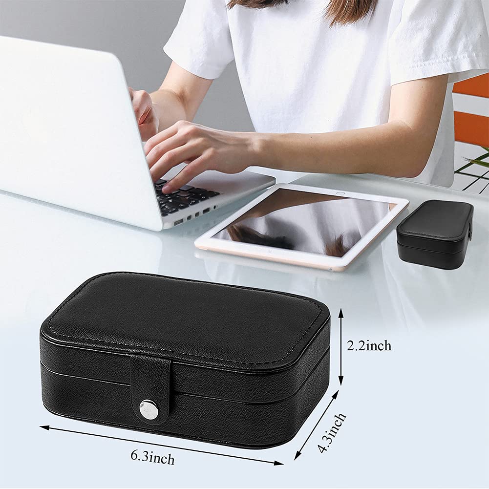 Hatori Travel Jewelry Box, PU Leather Small Jewelry Organizer for Women Girls, Double Layer