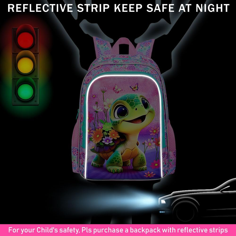 AGSDON 3PCS Kids Backpack for Girls, 16" Preschool Elementary Water Resistant School Bag, Girl Backpacks Set with Lunch Box Pencil Case