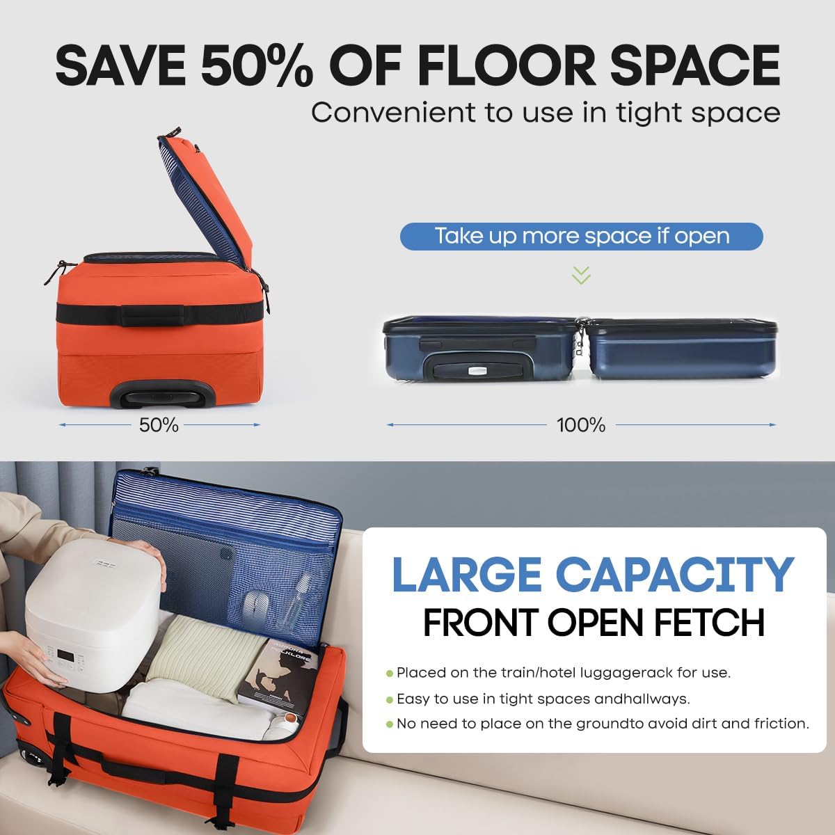 （20''/26''/30''）3-Piece Set,Luggage Sets 3 Piece,Rolling Duffle Bag w/Handle,Carry on Luggage Travel Duffle Bags for Man Women#Orange