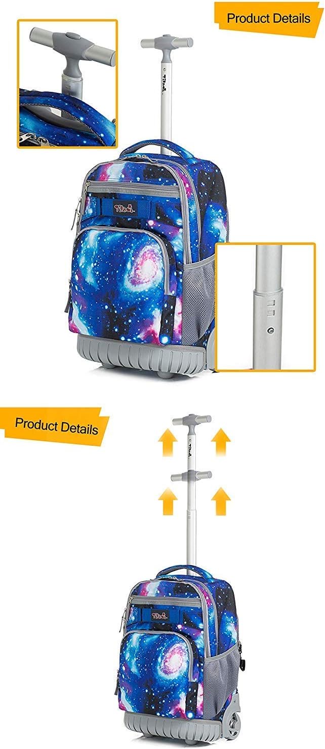 Tilami Rolling Backpack 19 inch with Lunch Bag Wheeled Laptop Backpack, Galaxy