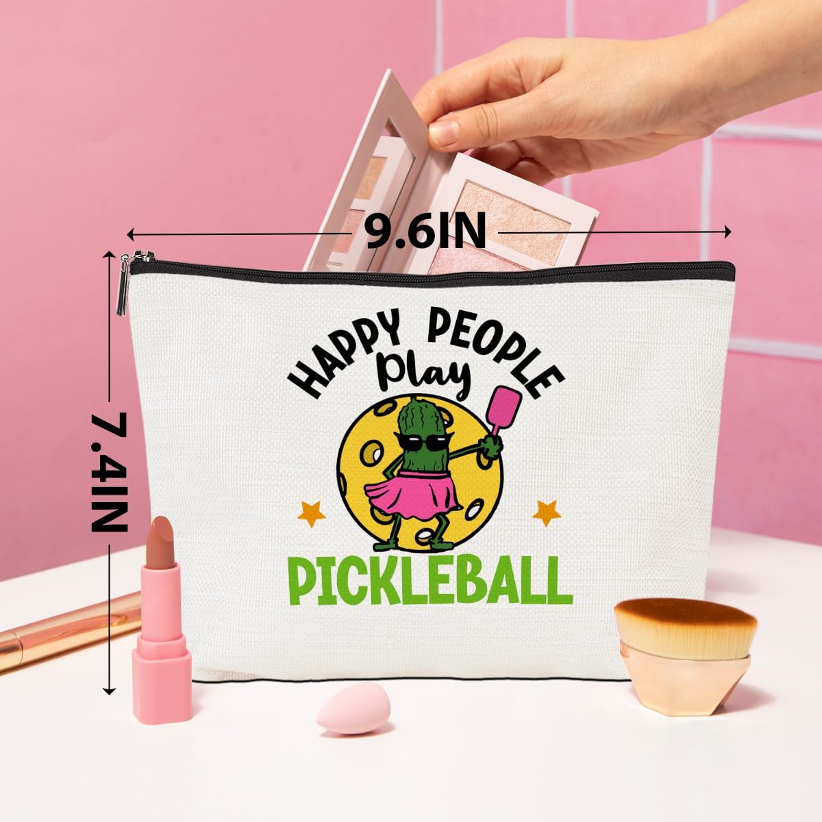 Pickleball Gifts Funny Makeup Bag Accessories Cosmetic Bag Zipper Pouch Pickleball Lover Gifts for Girls Women Fans Player Coach Mom Sister Christmas Birthday Gifts