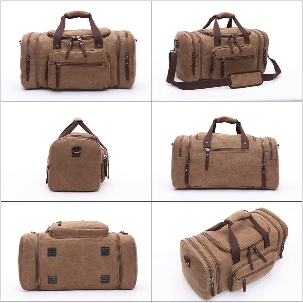 Duffle Bag for Travel, Large Canvas Duffel Bag for Travelling Overnight Weekender Bag Carry On Bag