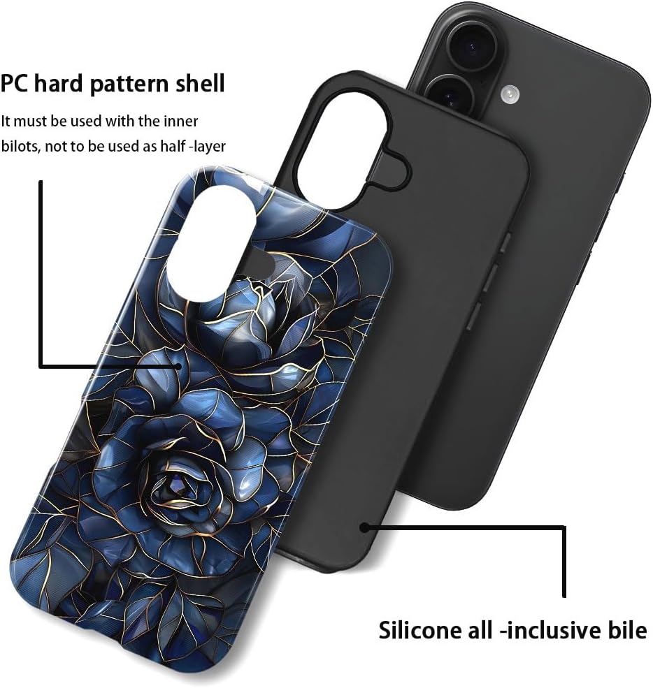 Case for iPhone 17 - Slim Fit Anti-Scratch Phone Case for Girl Women - Rose Floral Stained Glass (Glossy)