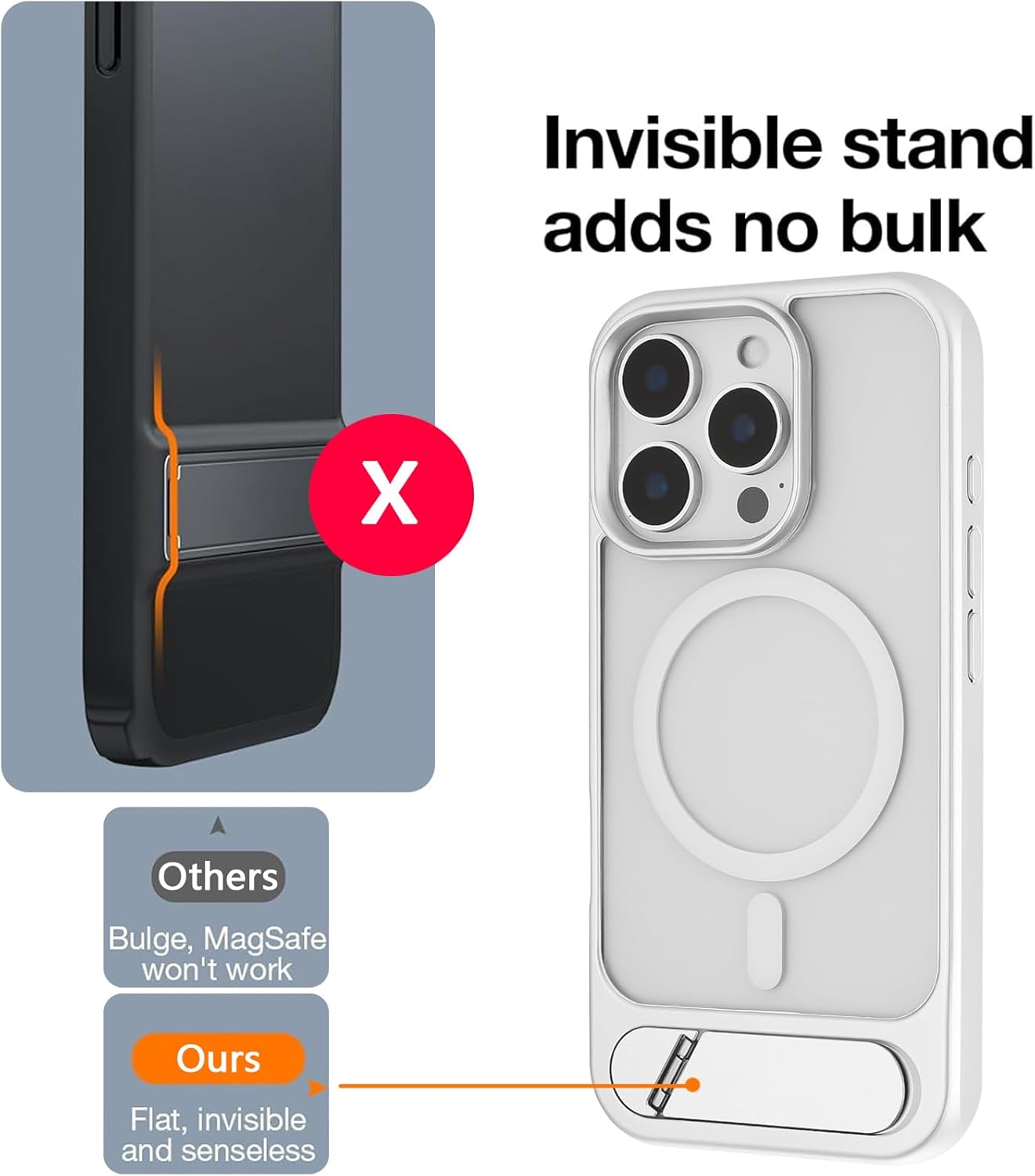 Tikoo Strong Magnetic for iPhone 16 Pro Case with Magsafe and Built-in Invisible Kickstand Slim Translucent Matte Military Grade Protective Phone Case for iPhone 16 Pro 6.3”