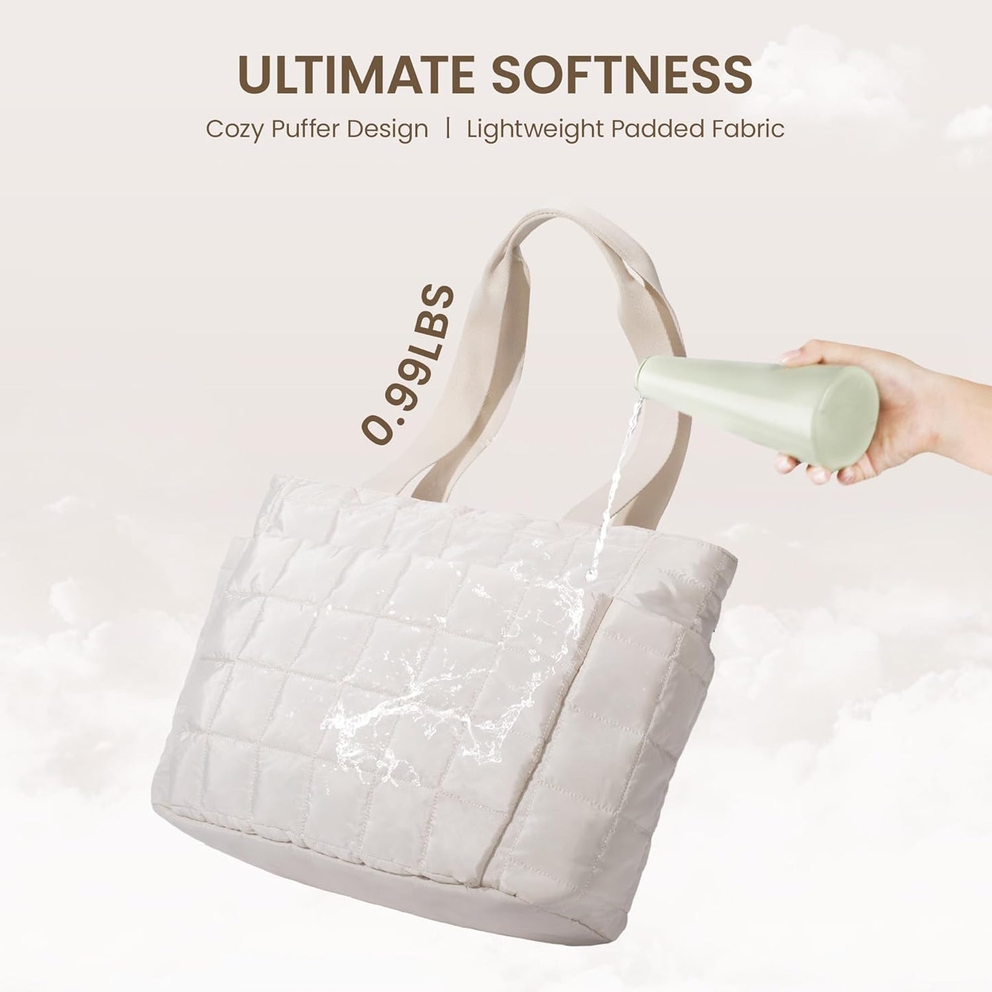 befen Laptop Tote Bag for Women Work, Travel Tote Bags Nurse Puffer Quilted Handbags, Lightweight Waterproof Beach Purse