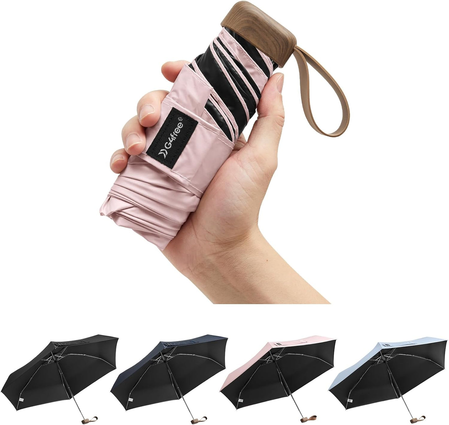 G4Free Mini Travel Folding Umbrella for Purse, Compact UPF 50+ UV Protection Sun & Rain Small Umbrella, Lightweight Portable Parasol Fits in Pocket, Wallet for Women Men