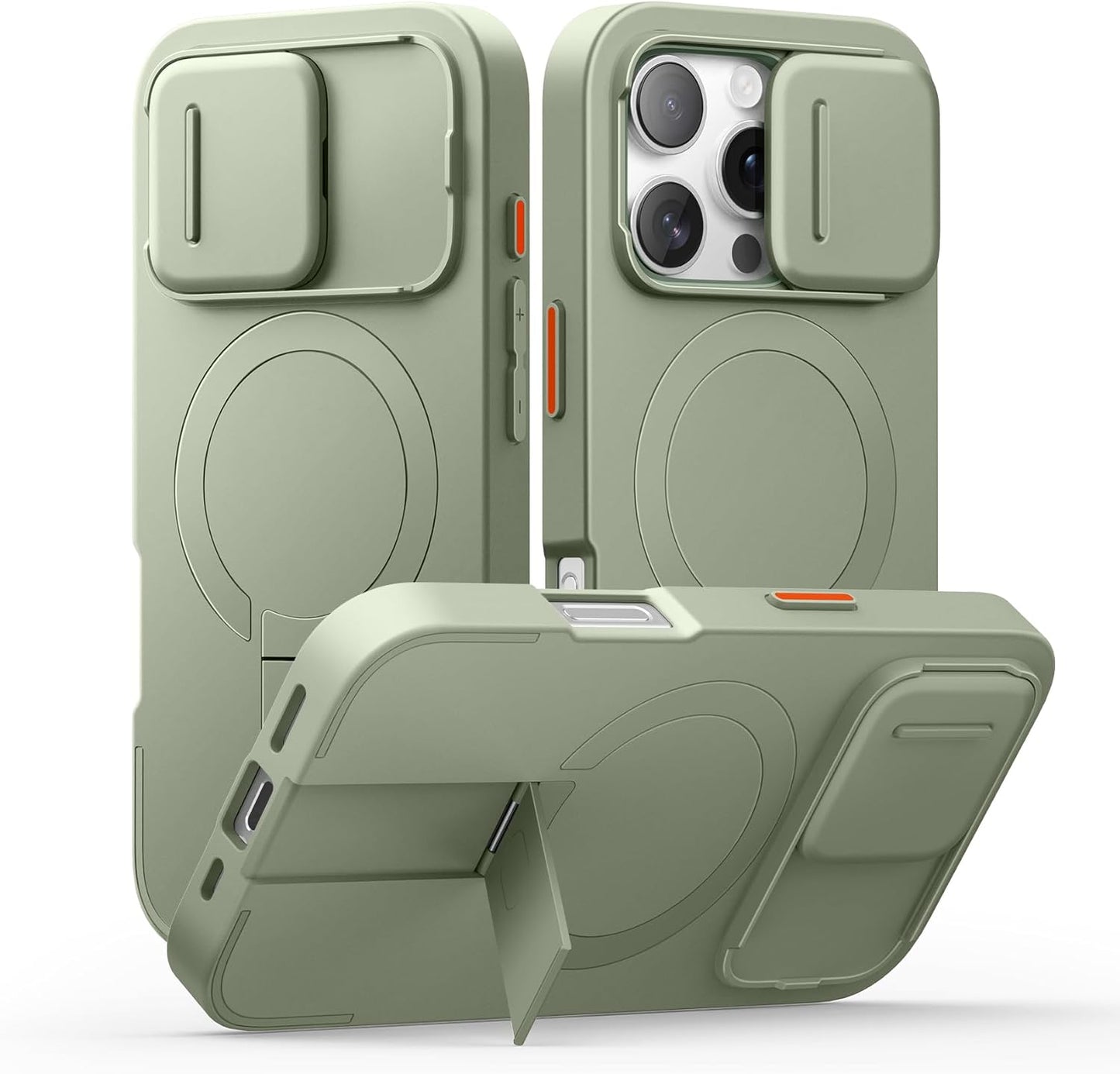 SURITCH for iPhone 16 Pro Case with Slide Camera Cover and Adjustable Kickstand, Compatible with