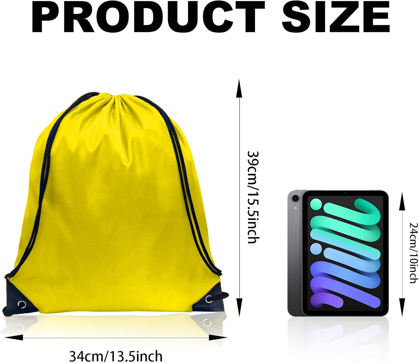 GoodtoU Drawstring Bags, Drawstring Backpack Nylon Backpack Draw String Bags Pack Bulk Cinch Sack Drawstring Gym Bag Drawstring Backpack for Sport, Traveling, Team (Yellow, 80Pcs)