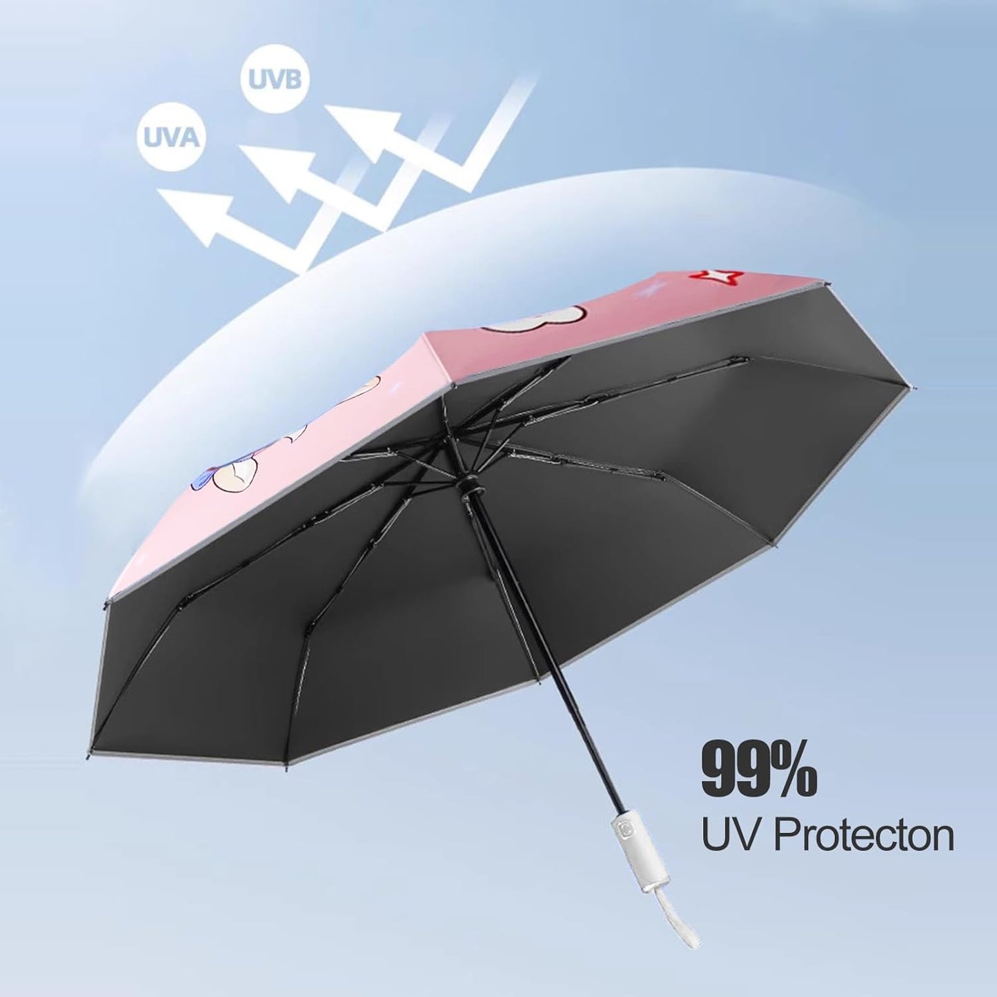 Sun Umbrella UV protection UPF 50+ Compact Portable travel Parasol Auto Open Close Windproof and Waterproof Folding Sun and Rain Small Umbrella For Walking