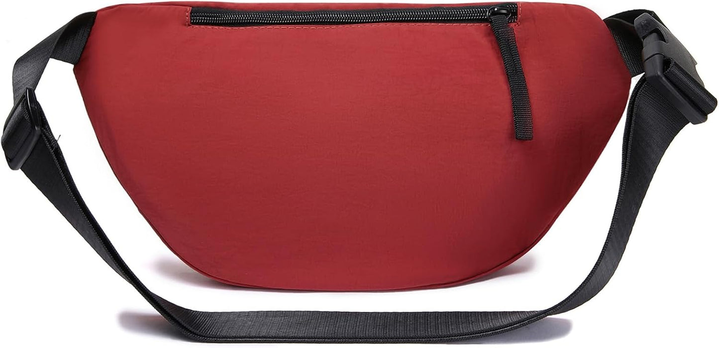 Women Sling Bags Girl Fanny Pack Crossbody Handbag Men Shoulder Bag Unisex Classic Nylon Waist Packs Purse Hiking Chest Bag, Easy Carry Any Phone,Wallet (Red)