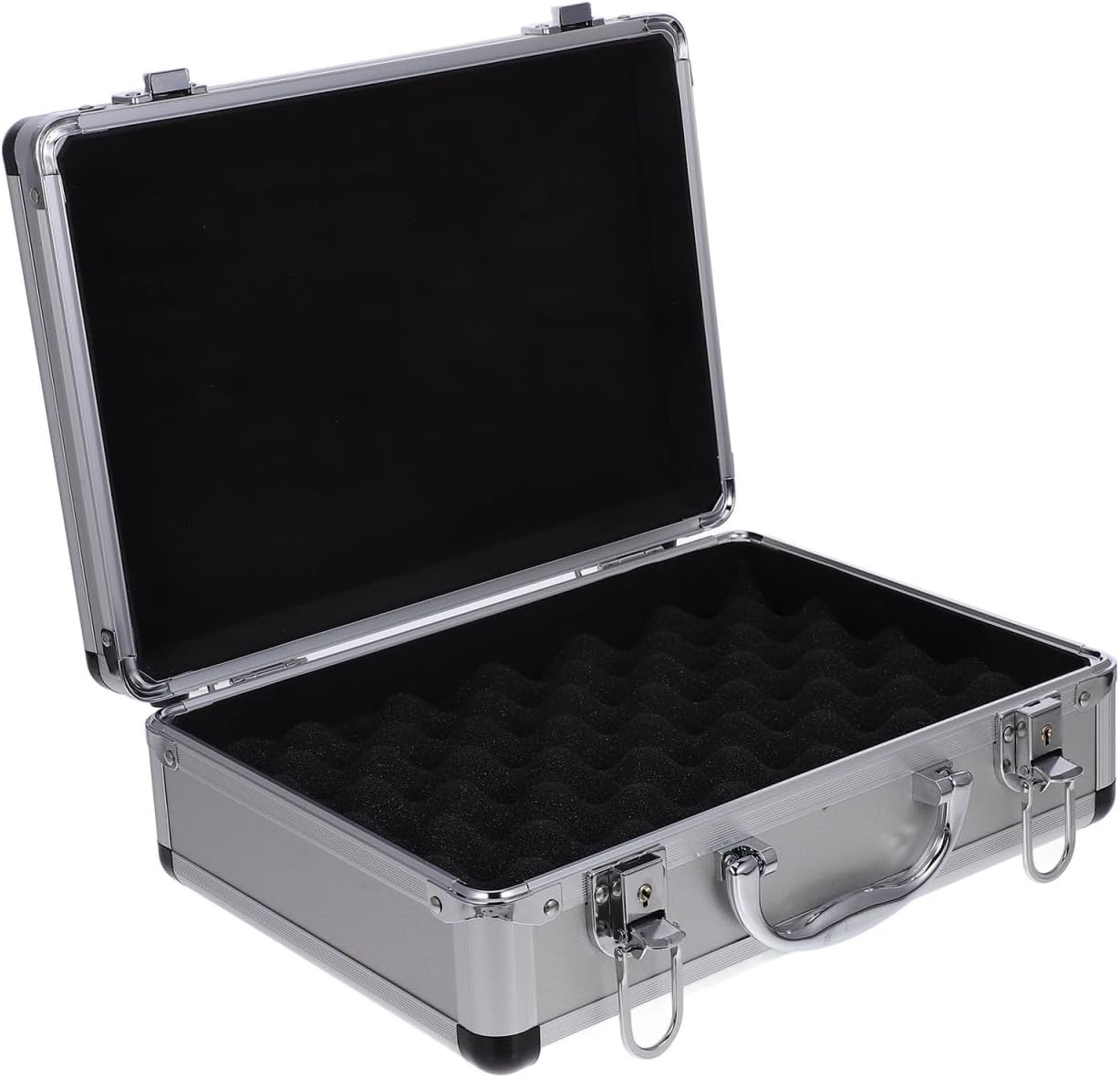 DOITOOL 12.5in Silver Aluminum Briefcase with Lock, Aluminum Briefcase for Men or Women, Metal Hard Case with Foam for Travelers Luggage Craftsman Travel Cash (12.5x9x4.3 Inch)