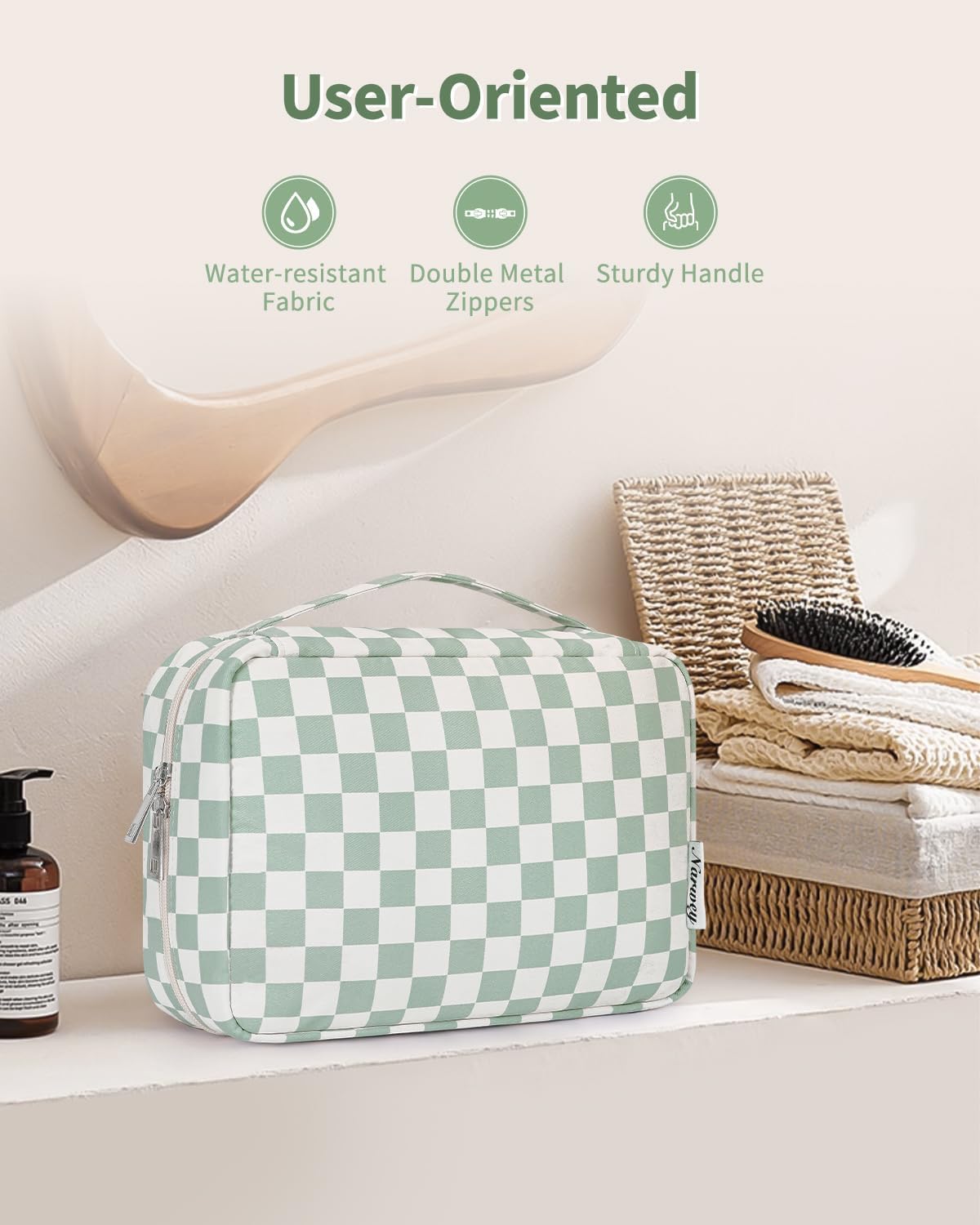 Narwey Small Hanging Travel Toiletry Bag for Women, Travel Bag for Toiletries, Makeup Bag Organizer Cosmetic Bags Make Up Bags for Girls