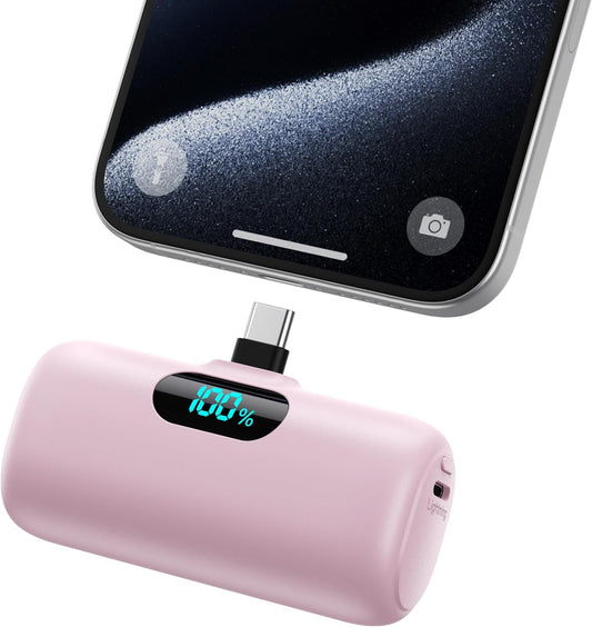 Mini Portable Charger USB C Power Bank,Upgraded 5000mAh PD Fast Charging Battery Pack Built-in USB-C Connector Travel Essential for iPhone17/17Pro/17Pro Max/Air/16 Plus/16Pro Max/15 Series,Android etc