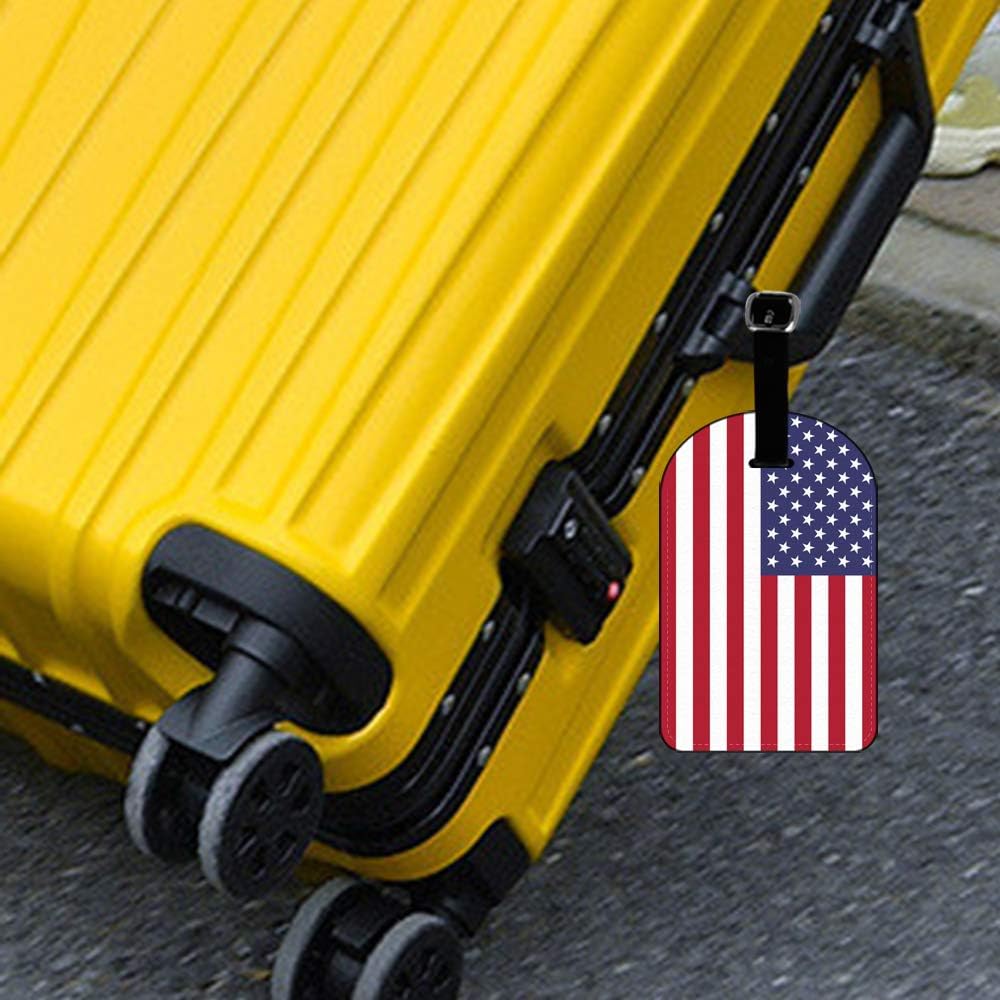 American Flag Luggage Tag Stripe Stars White Red Blue Leather Travel Bag Labels Suitcase Luggage ID Tags