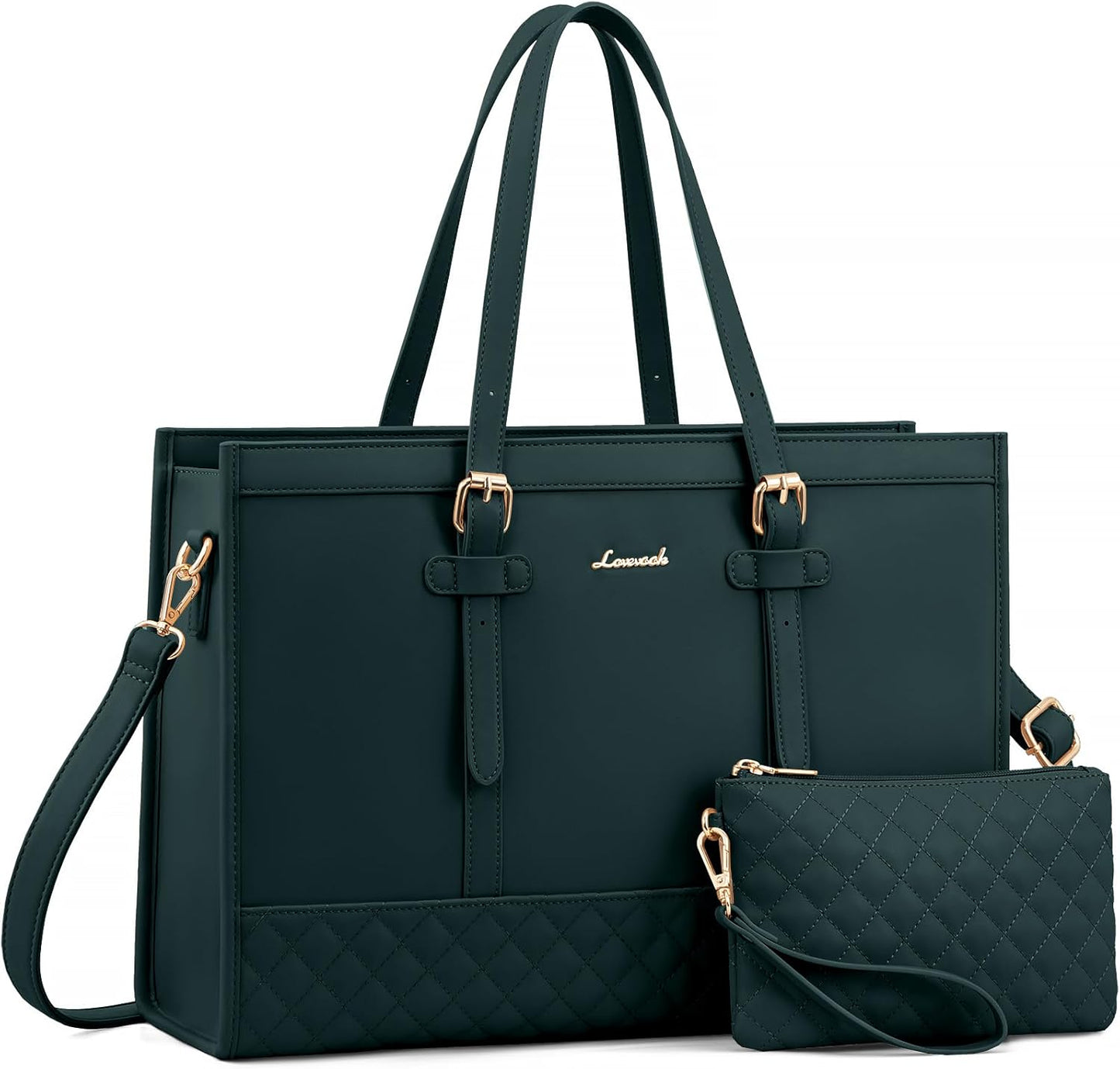 LOVEVOOK Laptop Bag for Women,15.6 inch Laptop Tote Bag Waterproof PU Leather Computer Bag Work