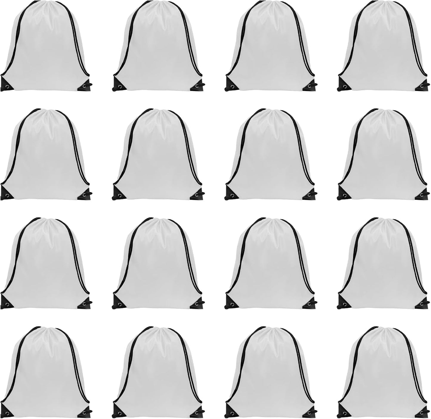 GoodtoU Drawstring Bags, Nylon Backpacks with Drawstring for Sport, Traveling, Team (White, 16Pcs)
