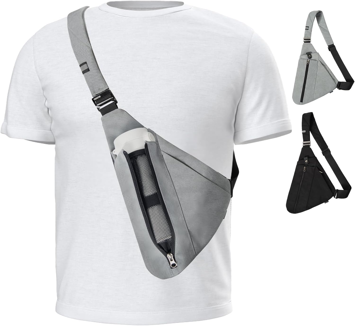 Sling Bag for Men,RFID Crossbody Hiking Backpack Chest Shoulder Tactical Bag with Water Bottle Bag