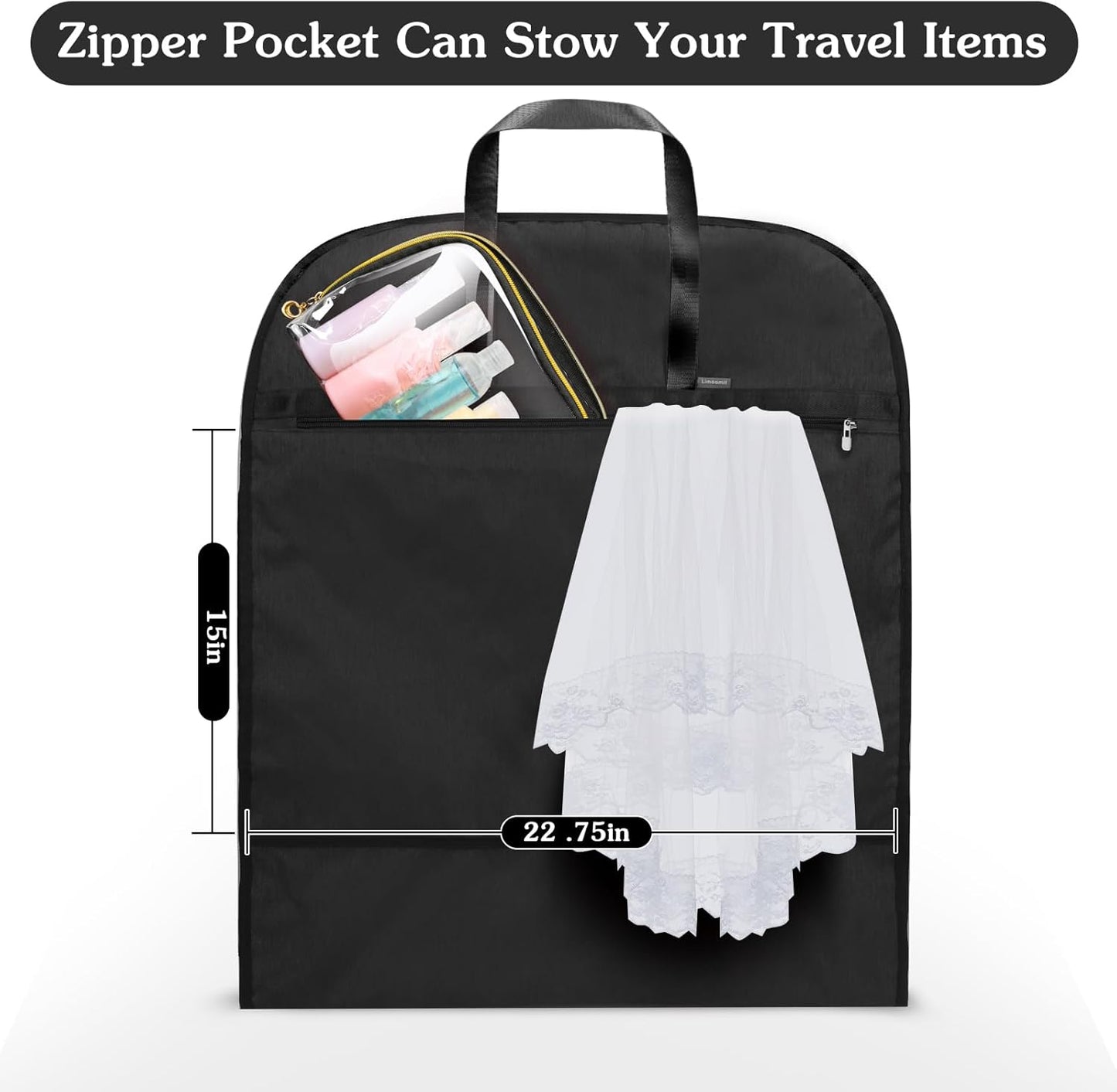 60 Inch Heavy Duty Tear Resistance Wedding Dress Bag for Wedding Travel, Waterproof Dress Cover for Closet Wardrobe. Garment Bag for Gowns, Tuxedos, Dress, Long Coats. Darkgrey, 60 Inch.