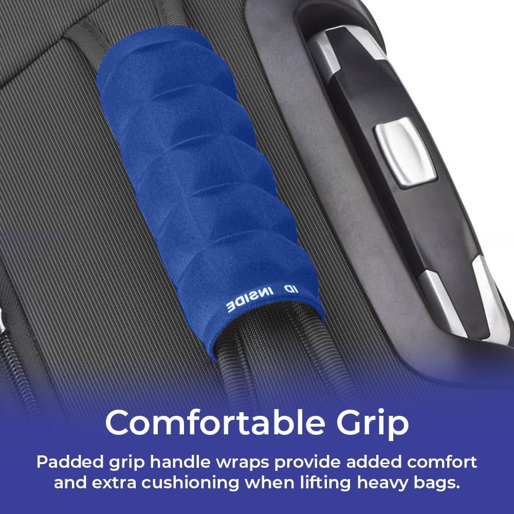 Luggage Handle Wraps, Set of 2, Padded Grip Handle Covers for Bags, Hidden ID Section, Colorful Suitcase Tag Identifier, Travel Accessories
