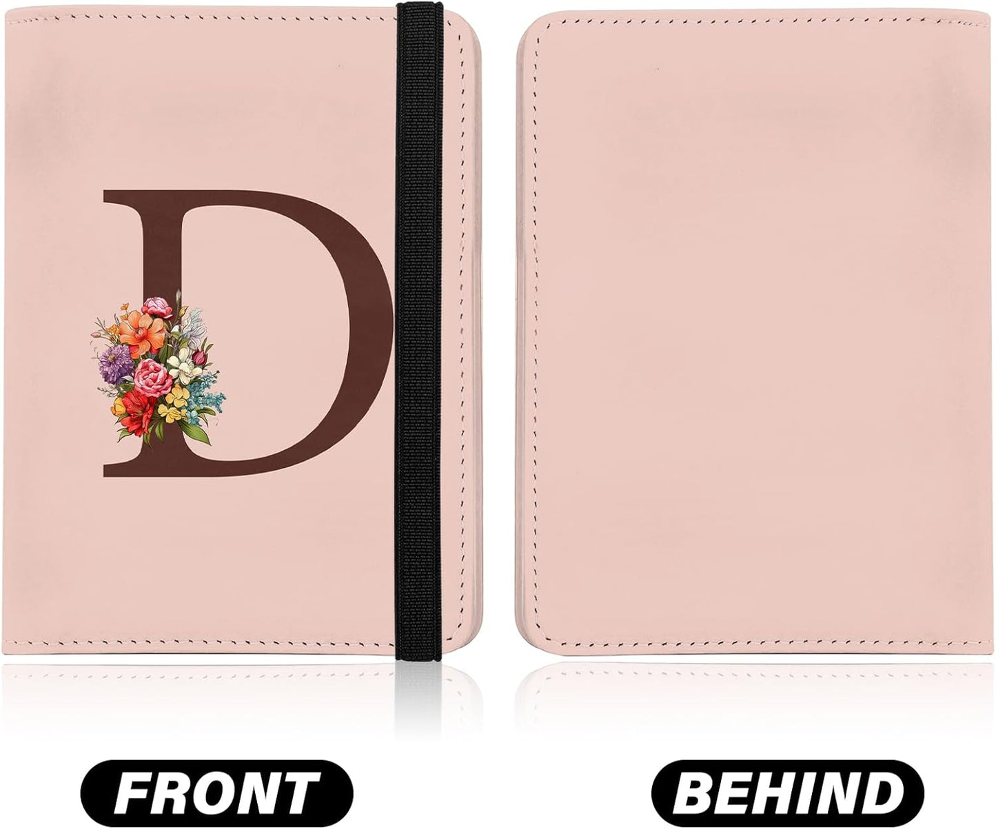 Cute Passport Holder and Holder Combo Passport Cover with Compatible Wallet Credit Card Protector RFID Blocking Women Men (Pink Initial Monogram-D)