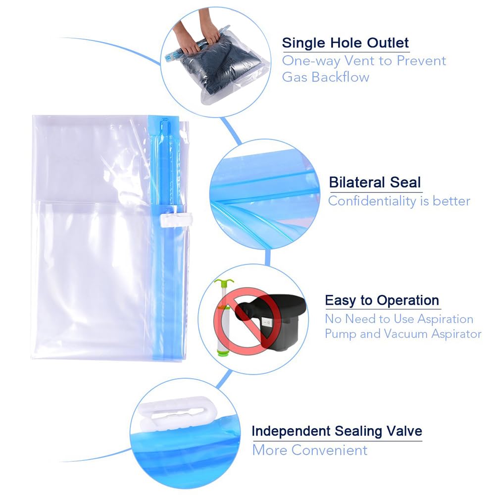 ALMING Compression Bags - Travel Essentials - 12 Pack Space Saver Bags - No Vacuum Pump Or Air