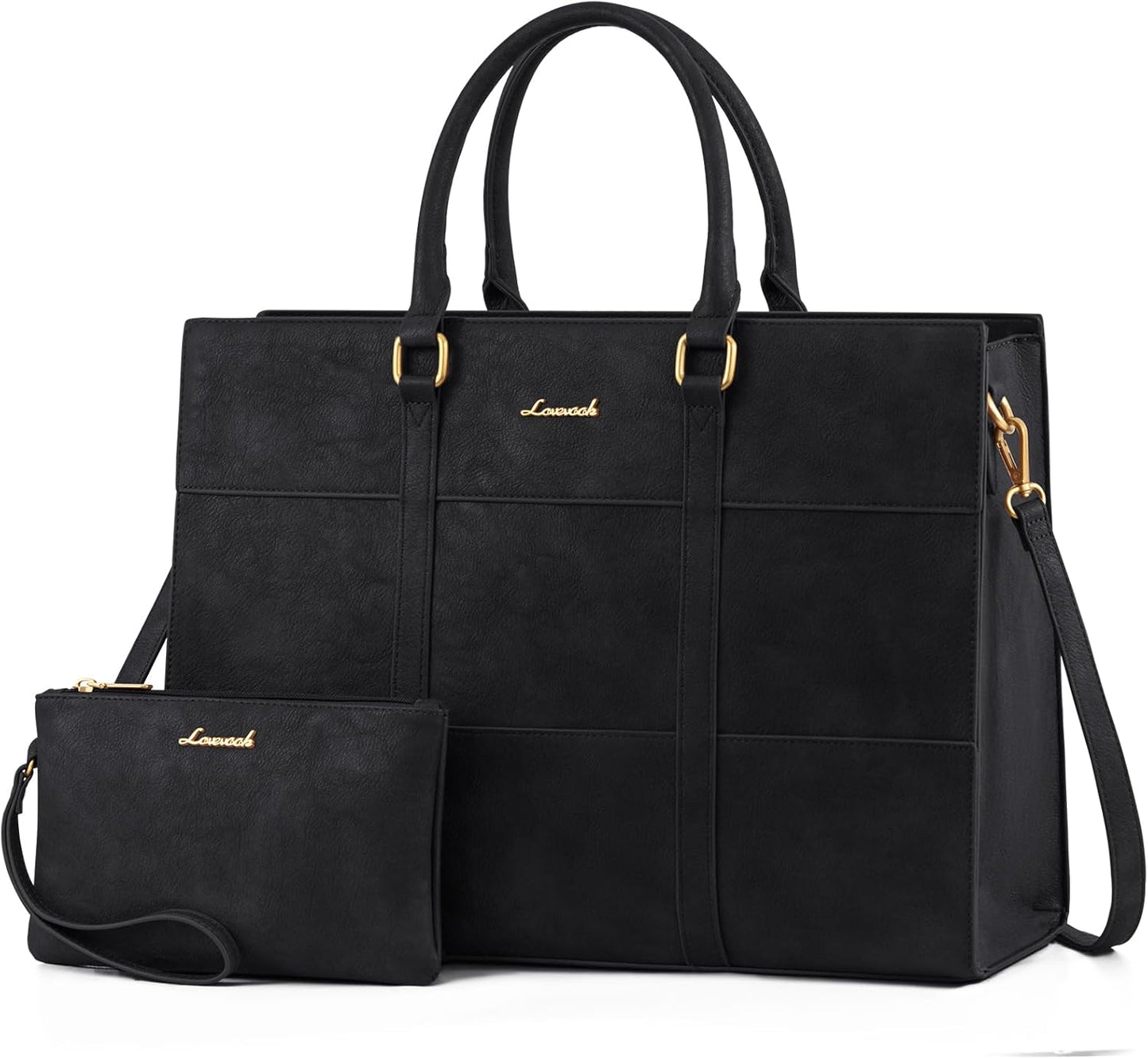 LOVEVOOK Laptop Bag for Women 15.6 Inch Laptop Tote Bag Vintage Leather Work Bags for Women