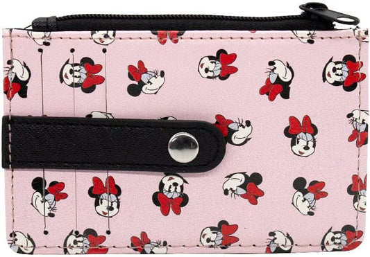 Buckle-Down Women's Wallet ID/Card Holder-Minnie Mouse Expressions Scattered Blush Pink, 4.5" x 3.0"