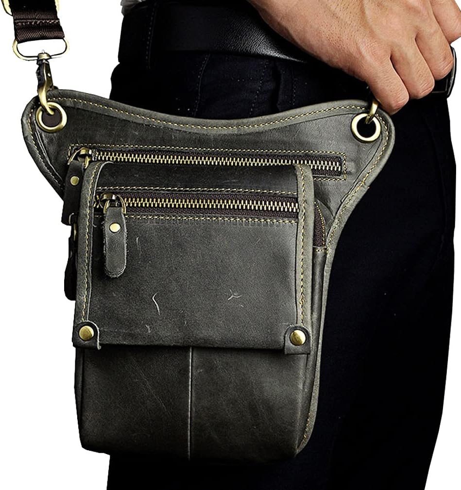 Leather Waist Pack Drop Leg Bag for Men Women Belt Bumbag Multi-Purpose Motorcycle Bike Outdoor