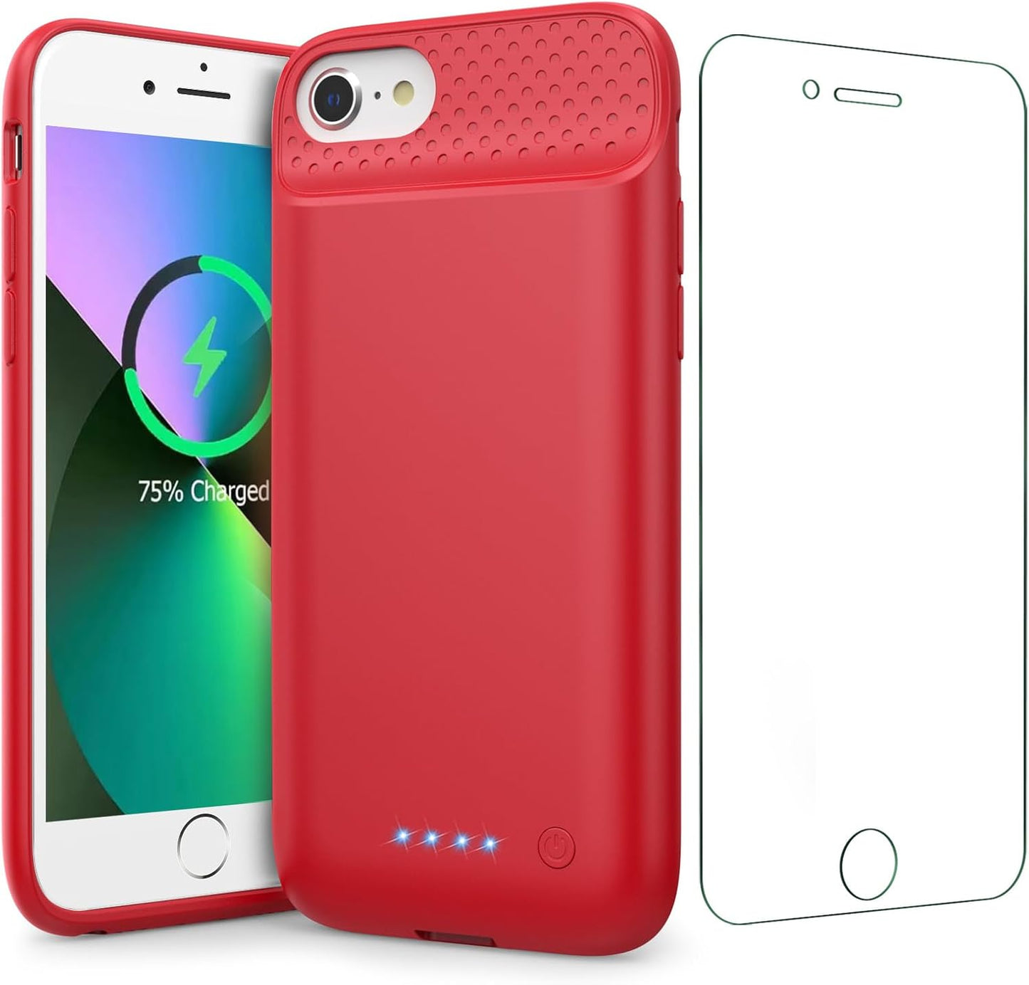 Battery Case for iPhone 6/6s/7/8/SE(2022/2020)(6.1 Inch), [2024 Upgraded] Ultra-Slim 7000mAh Portable Extended Charging Case Cover for iPhone 8, iPhone 7, iPhone 6/6s, iPhone SE Charger Case (Red)