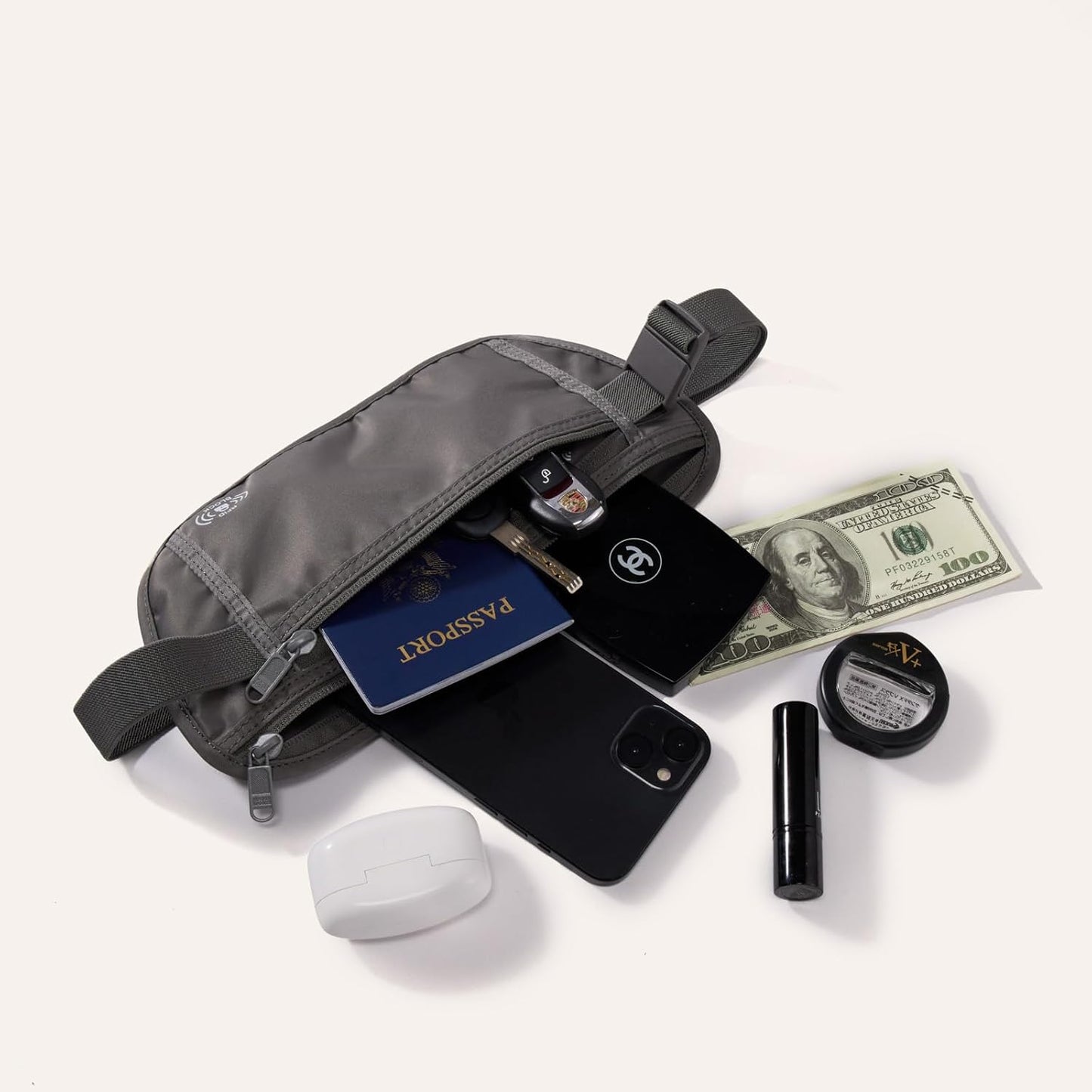 Pander RFID Blocking Travel Money Belt – Hidden Waist Pouch for Passport, Cash, Cards, Slim Belt