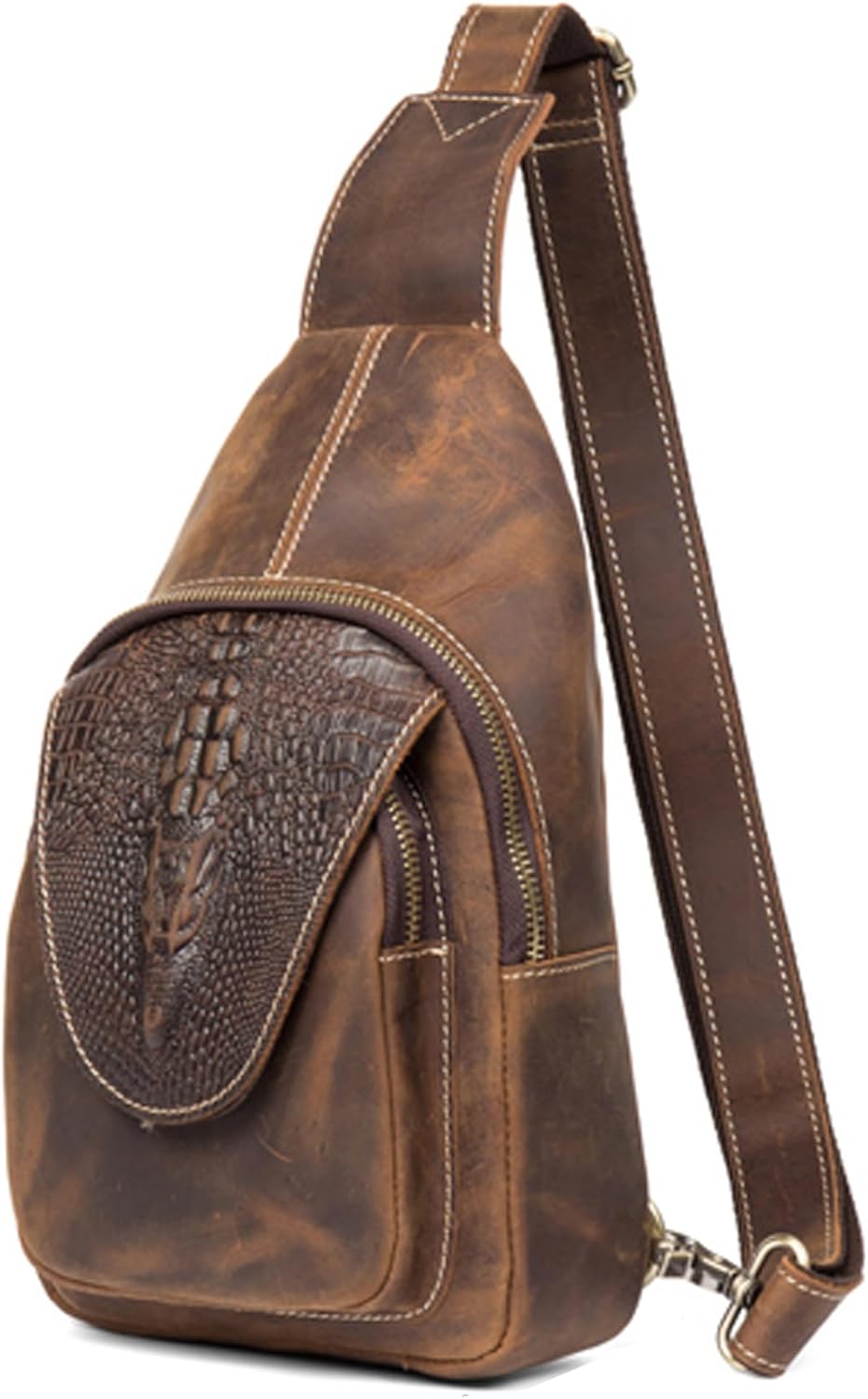 Genuine Leather Sling Bag for Men Women Backpack Chest Shoulder Satchel Crossbody Bags Casual