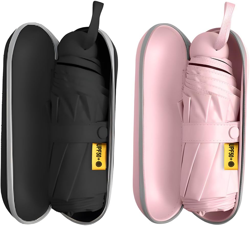 TOPSAIL Mini Umbrella Compact for Travel, UV Sun Protection(UPF50+), Waterproof for Light Rain, Suitable for Women & Kids With a Case, Manual Folding Small Pocket Size Ufor Backpack/Purse