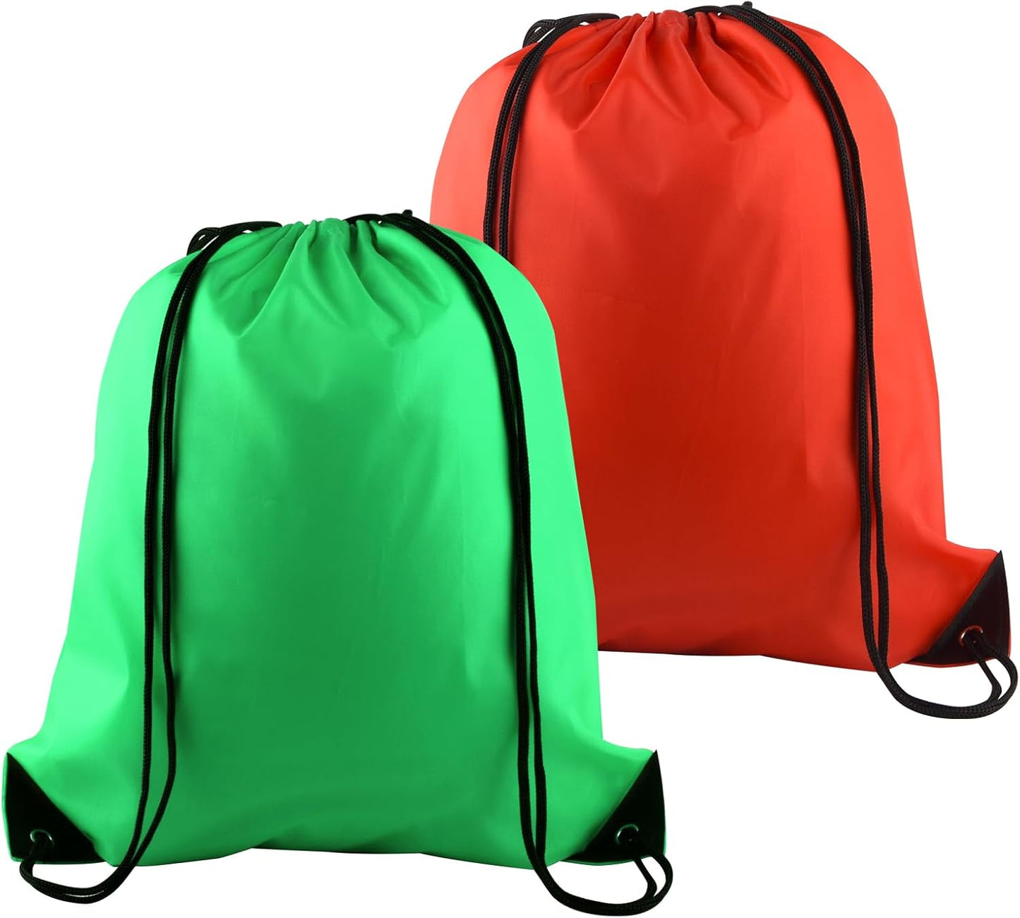 PLULON 2Pcs Drawstring Bags Bulk Drawstring Backpack Green Red String Backpack Cinch Sack Sport Gym Backpack Bags for Yoga Traveling Outdoor Sports
