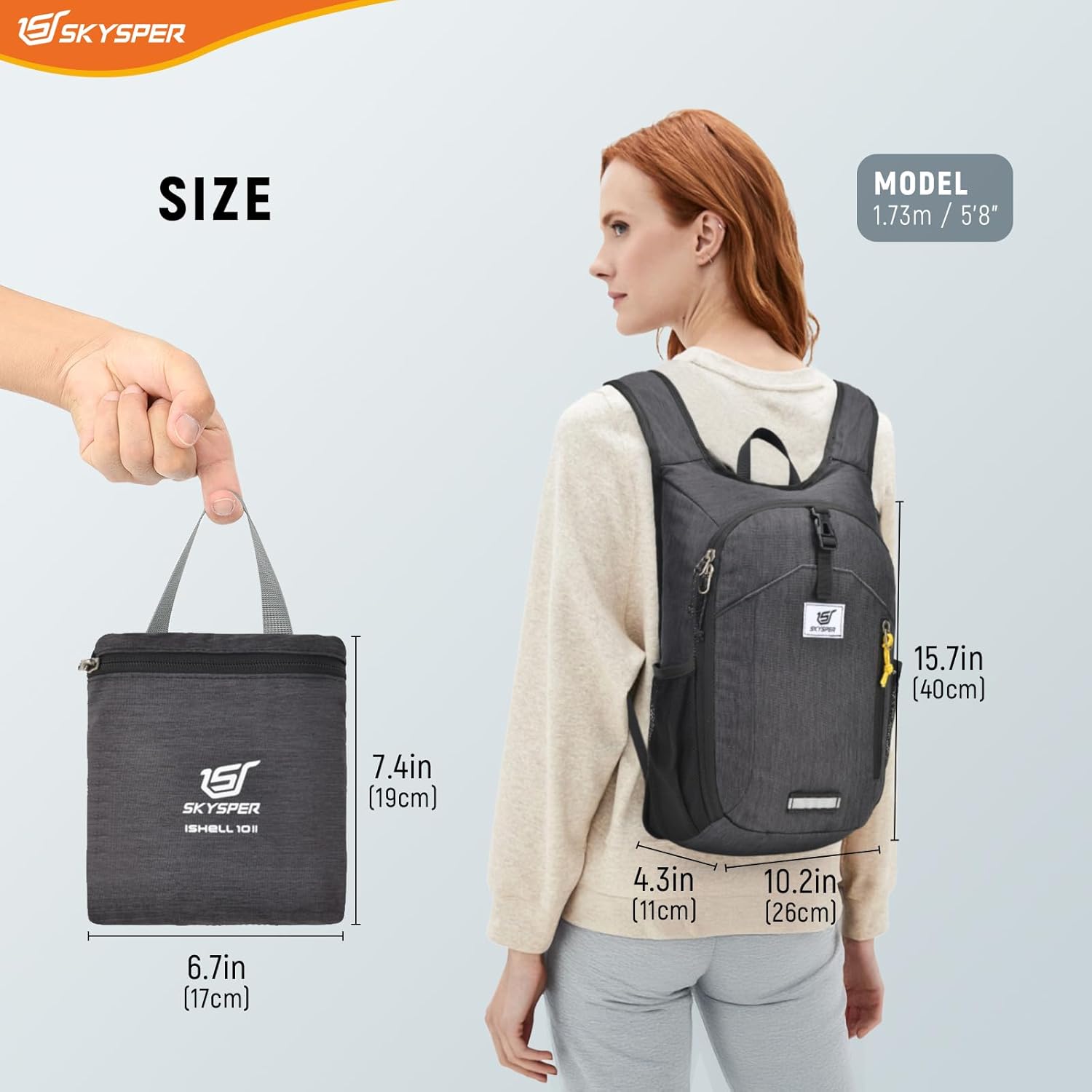 SKYSPER Small Hiking Backpack 10L Foldable Daypack Packable Lightweight Hiking Daypack Travel Day