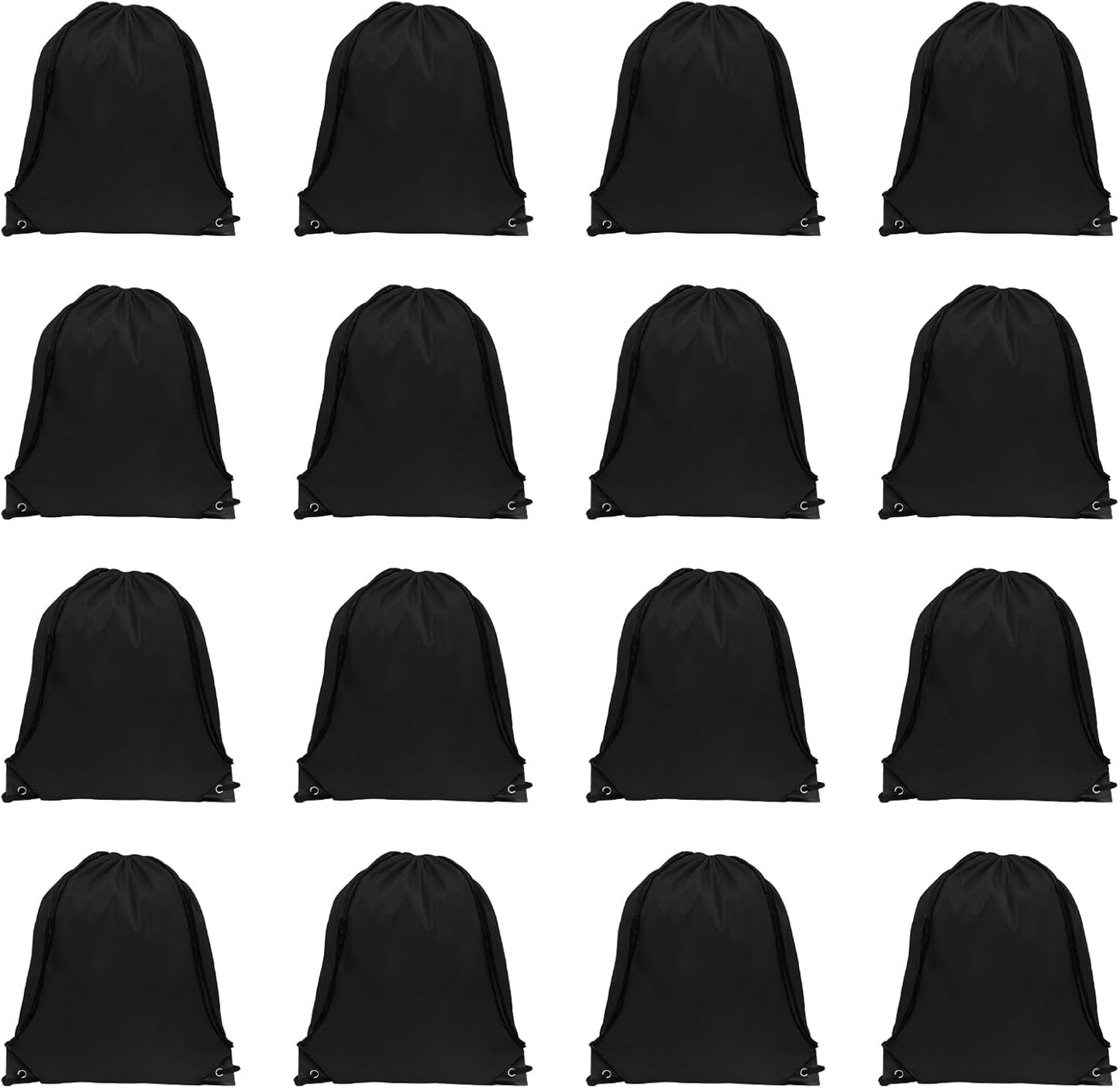 GoodtoU Drawstring Bags, Bulk Nylon Backpacks - Drawstring Gym Bag & Back Bag Cinch Sack for Sport, Traveling, Team (Black, 16Pcs)