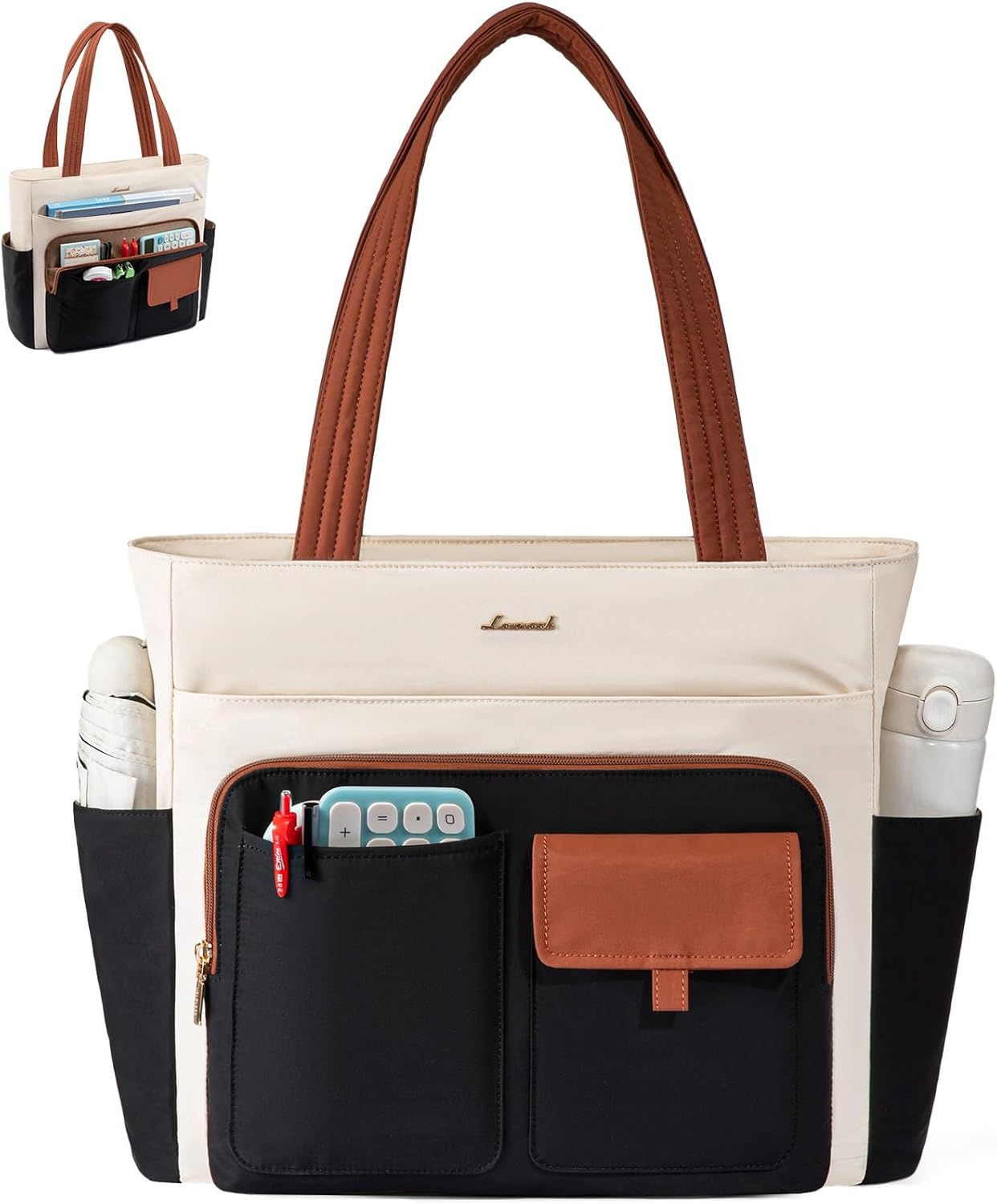 LOVEVOOK Tote Bag for Women,Light Puffer Tote Bag with Multi-pockets,Stylish Carry on Laptop Bags for Daily,Travel,Work,Gym