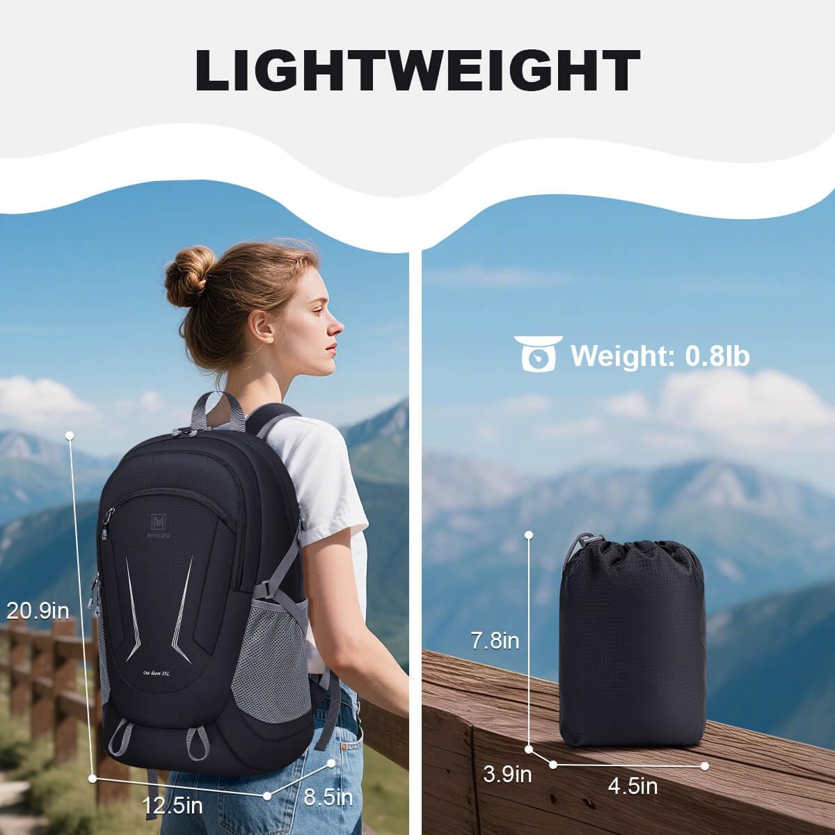 MIYCOO Ultralight Packable Backpack, 35L Waterproof Hiking Daypack