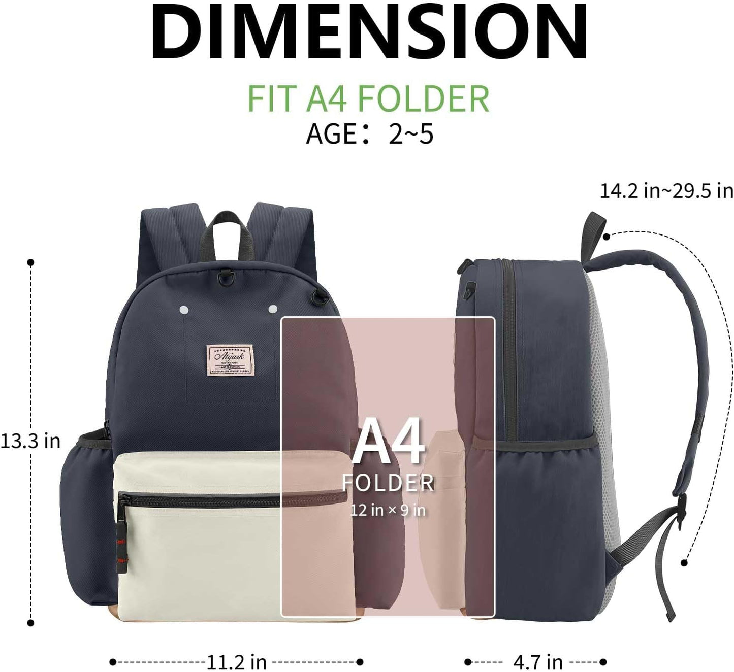 Toddler Backpack for Boys 2-5: Preschool Kindergarten 13" Daycare Backpacks Fit A4 Folder