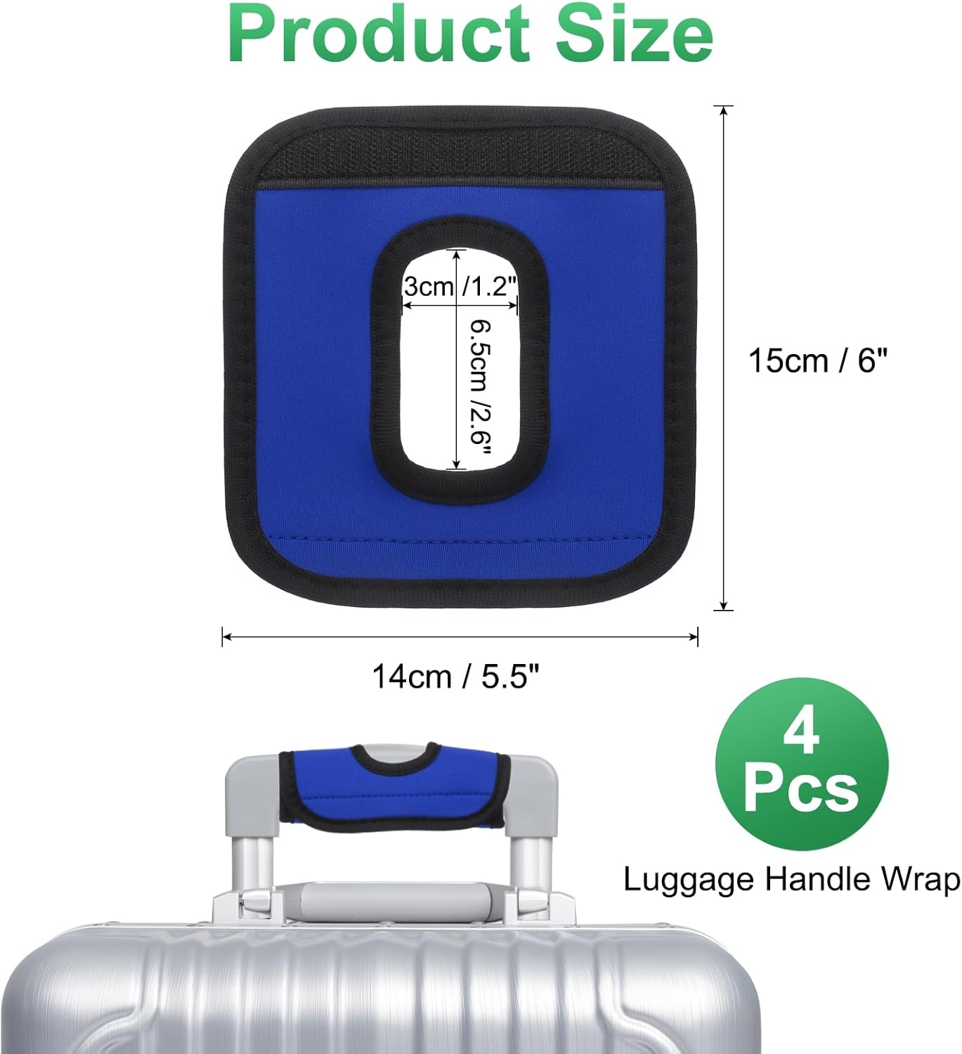 uxcell Luggage Handle Wrap, 4 Pcs Hollow Neoprene Handbag Grip Cover Protector Luggage Identifiers Suitcase Handle Wraps for Luggage Suitcase Travel Bags, Navy Blue