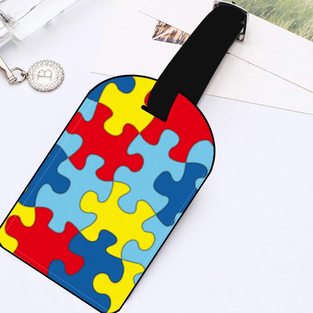 Autism Awareness Diversity Puzzle Pieces Luggage ID Tag Cards Suitcase Luggage Tag Travel Accessories Baggage Name Tag - 1 pack