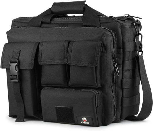 GES Tactical Briefcase, 17.3 Inch Men's Messenger Bag Military Briefcase for Men,Black