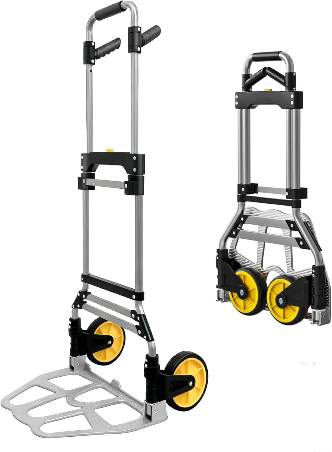 Folding Hand Truck Dolly Cart with Wheels 330 LBS Capacity Lightweight Aluminum Luggage Cart Trolly Collapsible Hand Trucks for Moving Travel Shopping Office and Home Use